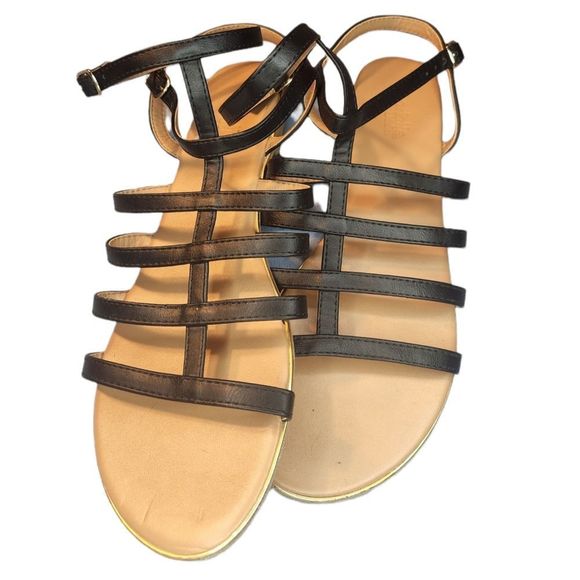 Charlotte Russe Shoes Flats Stappy Sandals Black Womens Size 9 - Picture 1 of 10